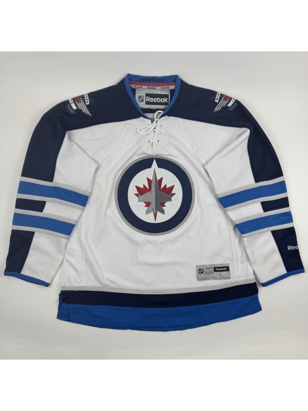 Reebok Winnipeg Jets Premier Jersey Size Large L White Stitched NHL Hockey